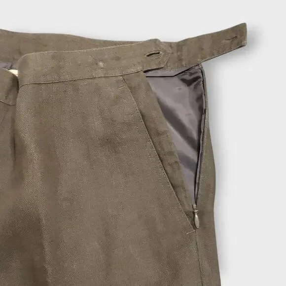 Talbots Petites Irish Linen Trouser Pants Green Sz 8P Straight Leg Career Work - Picture 6 of 10